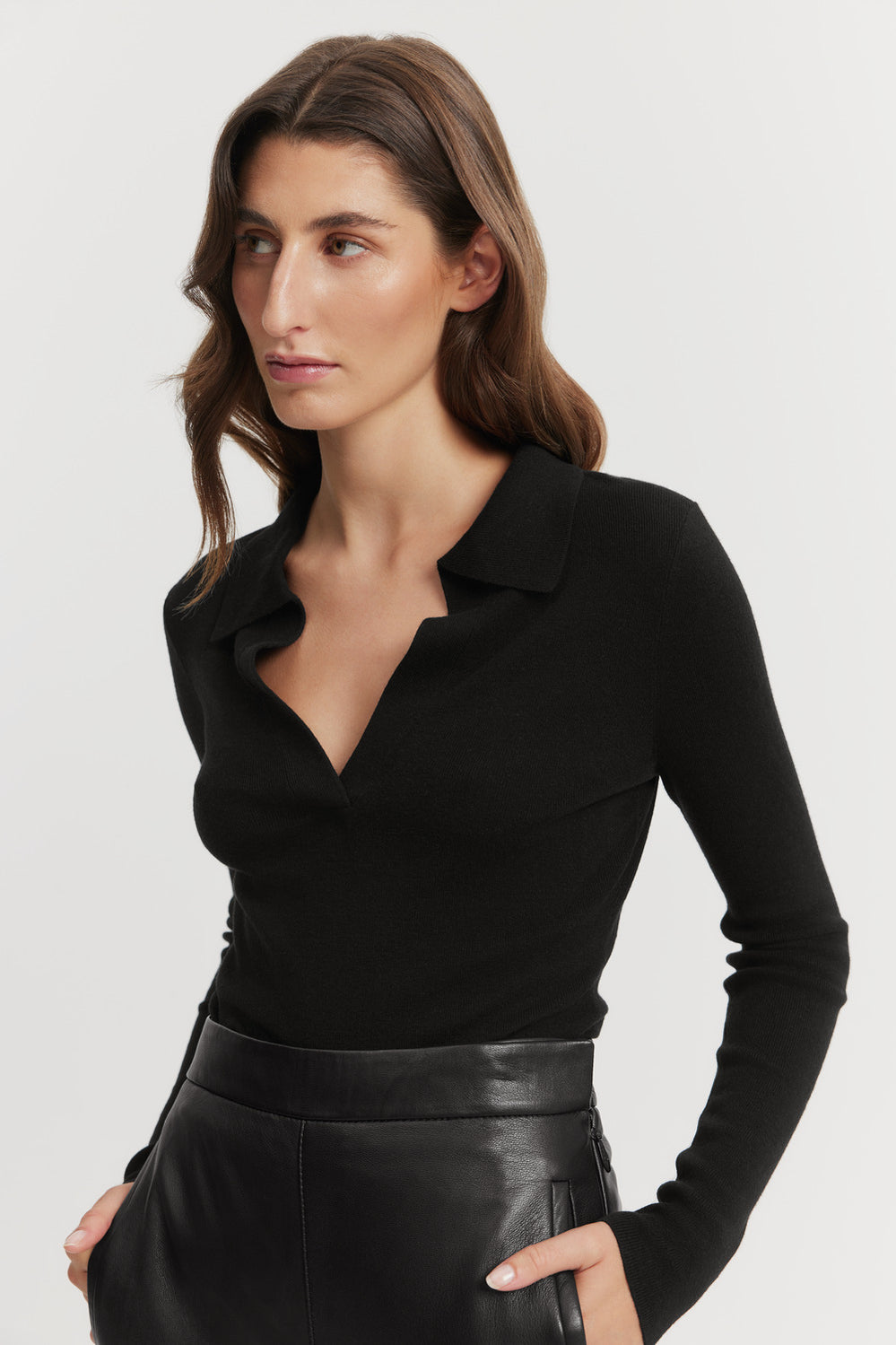 Merino Wool Silk Collared Knit