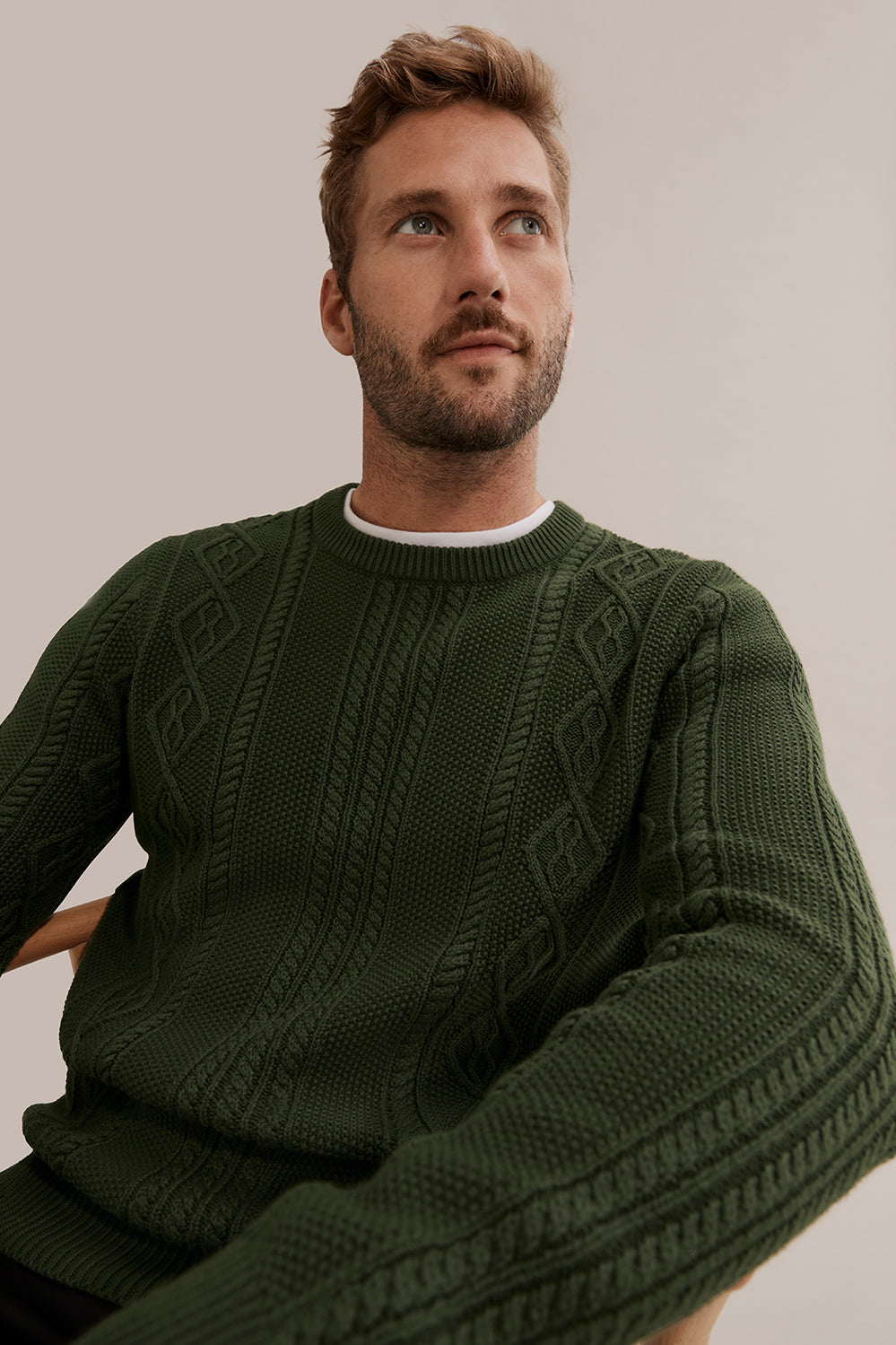 Cotton Cable Crew Knit