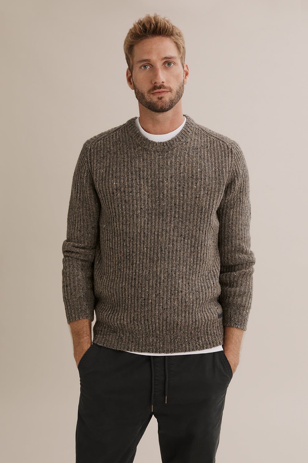 Merino Nep Crew Knit