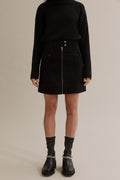Cotton Zip Detail Mini Skirt
