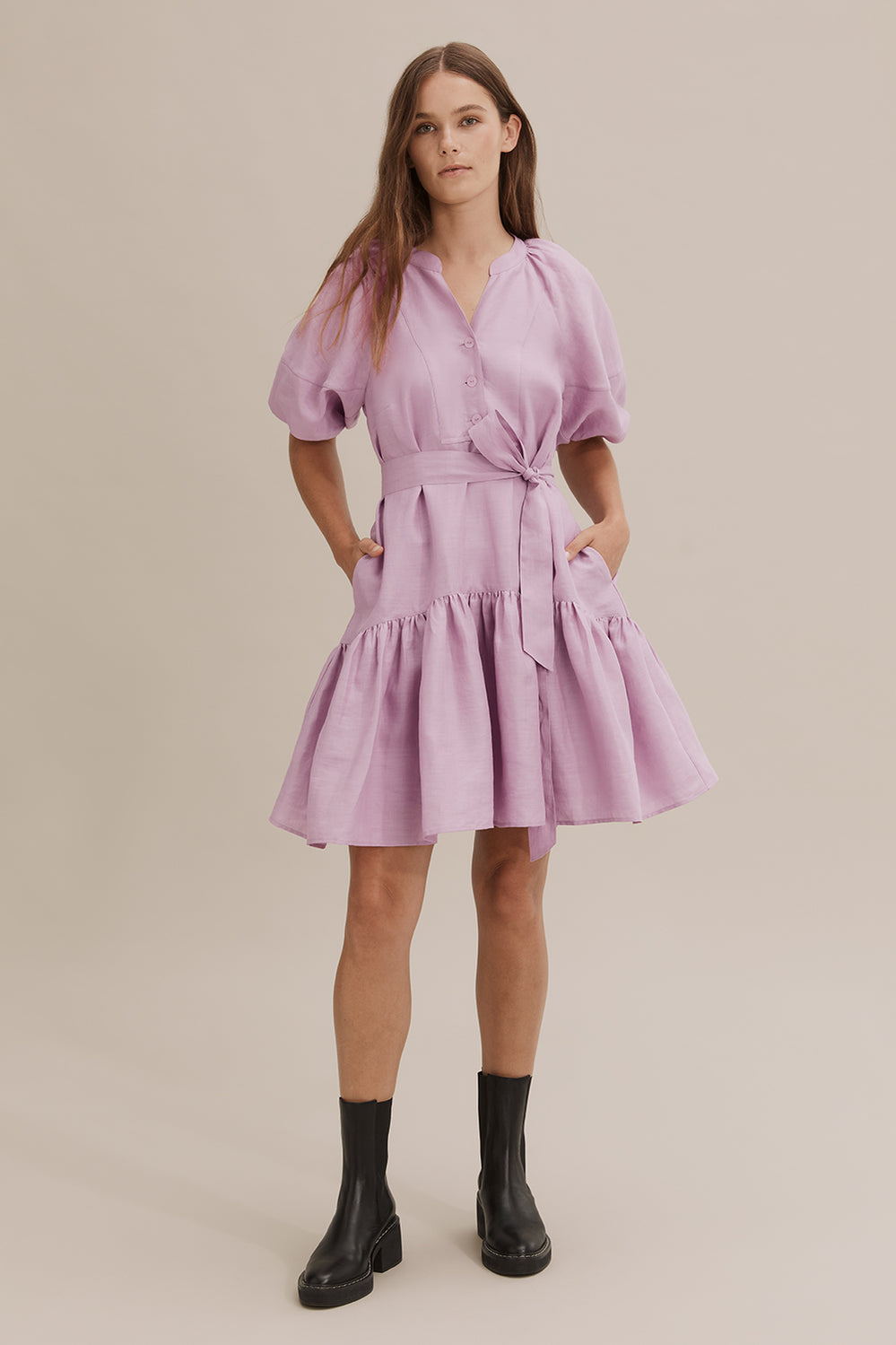Puff Sleeve Mini Dress