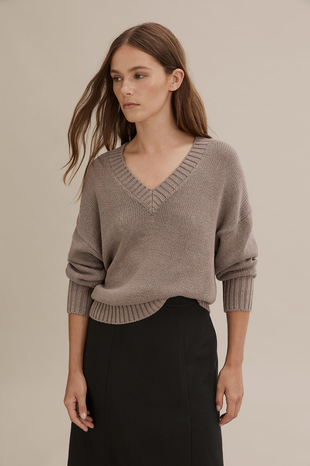 Lightweight Cotton V-Neck Knit