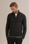 Cotton Textured Half Zip Knit