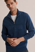 Cotton Indigo Half Zip Heritage Sweat