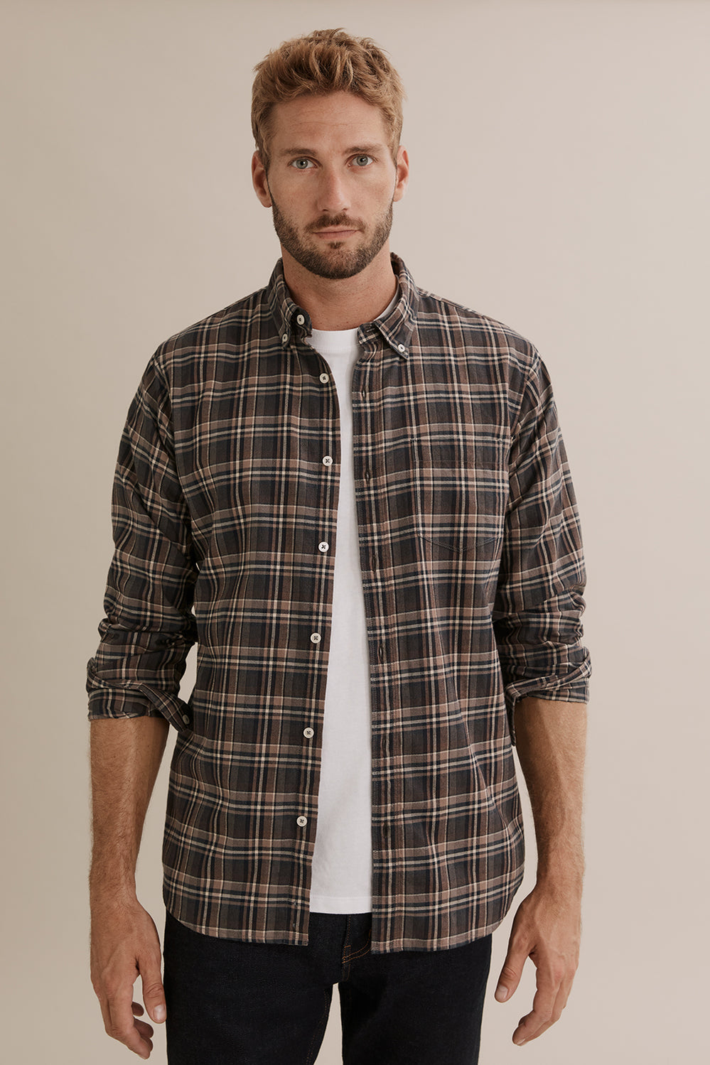 Regular Fit Brushed Check Shirt