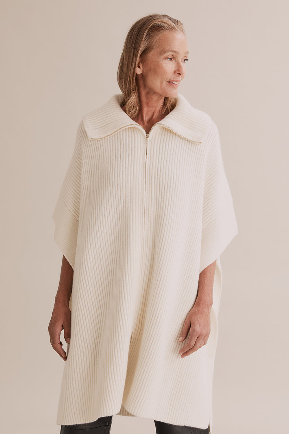 Zip Through Knit Poncho