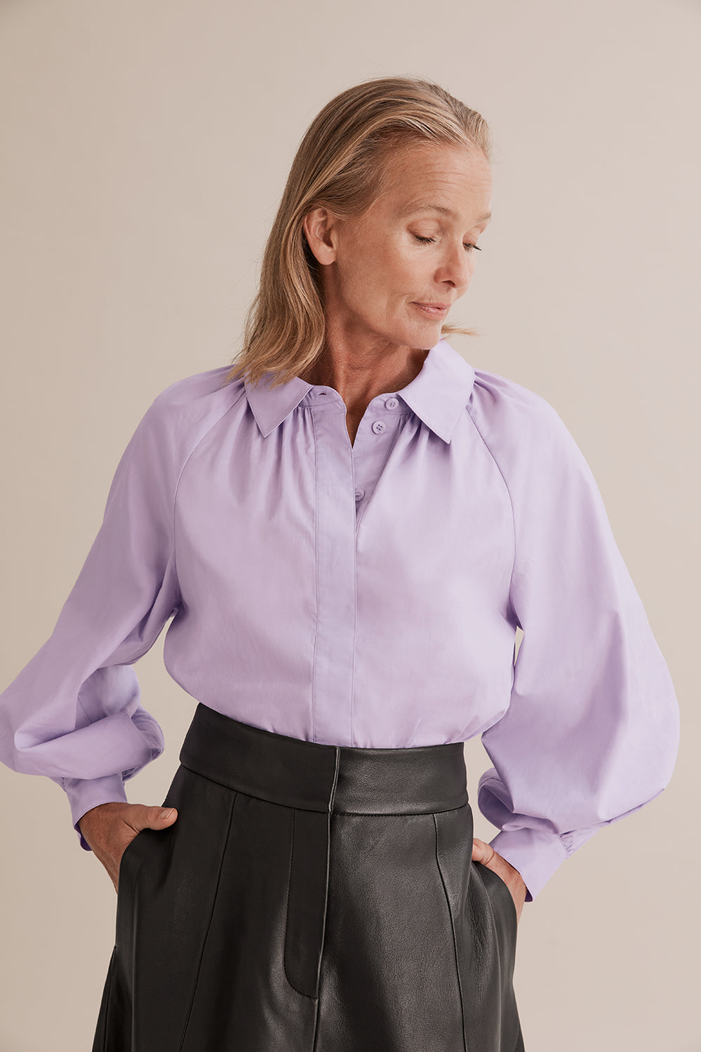 Gathered Poplin Blouse
