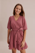 Teen Textured Wrap Dress