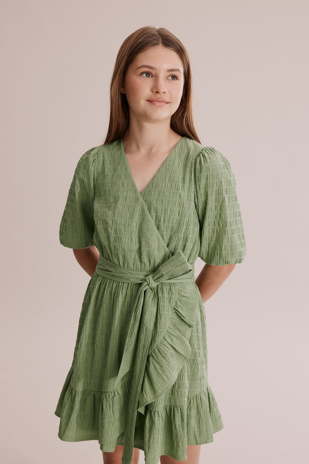 Teen Textured Wrap Dress