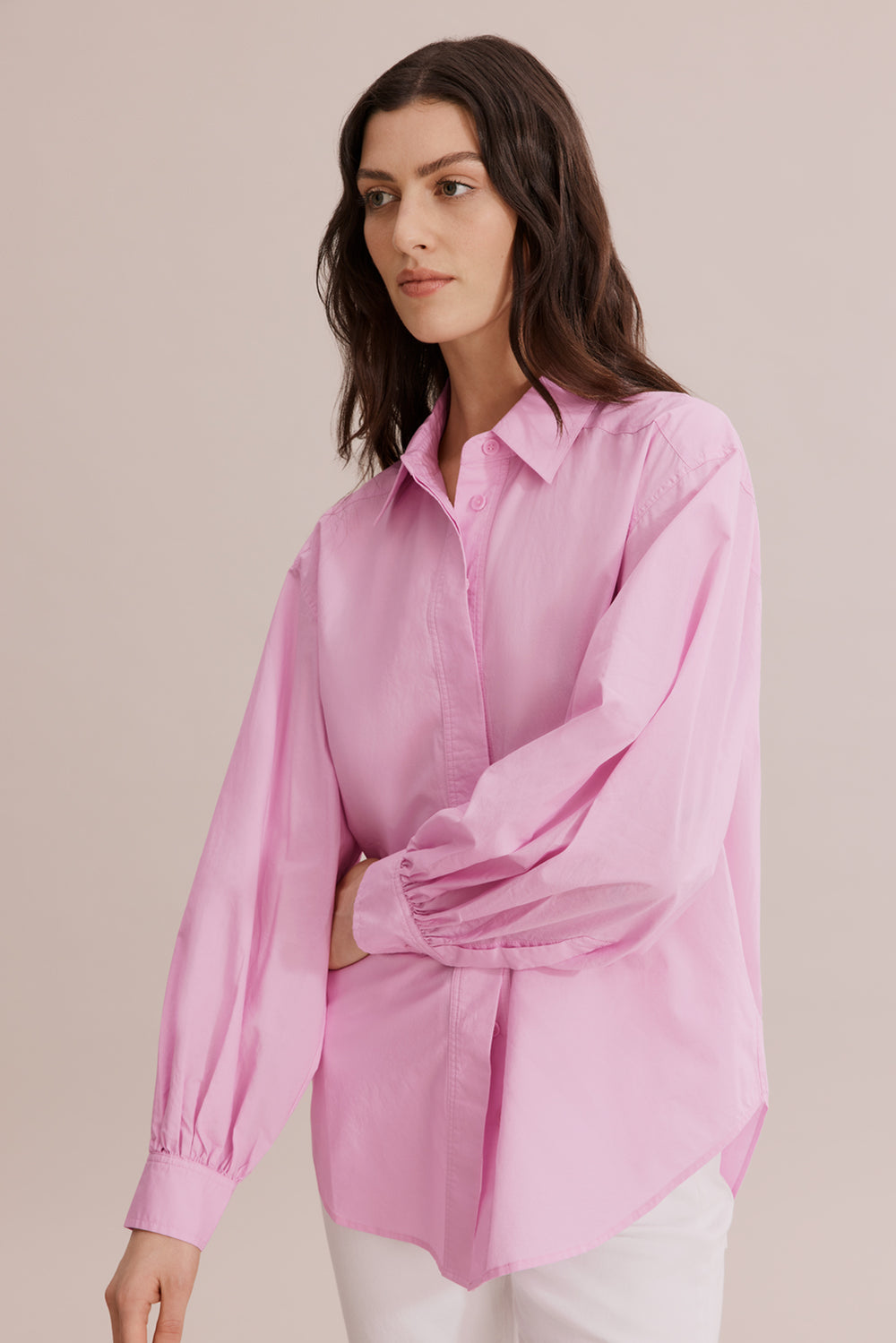 Cotton Blouson Sleeve Shirt