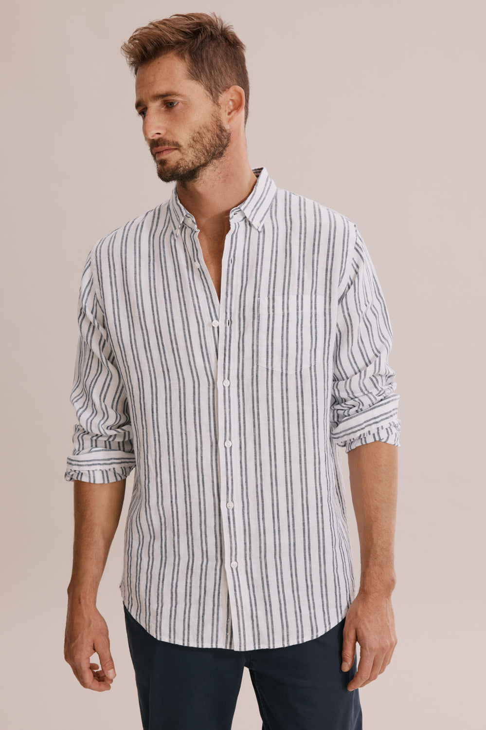 Regular Fit Linen Stripe Shirt