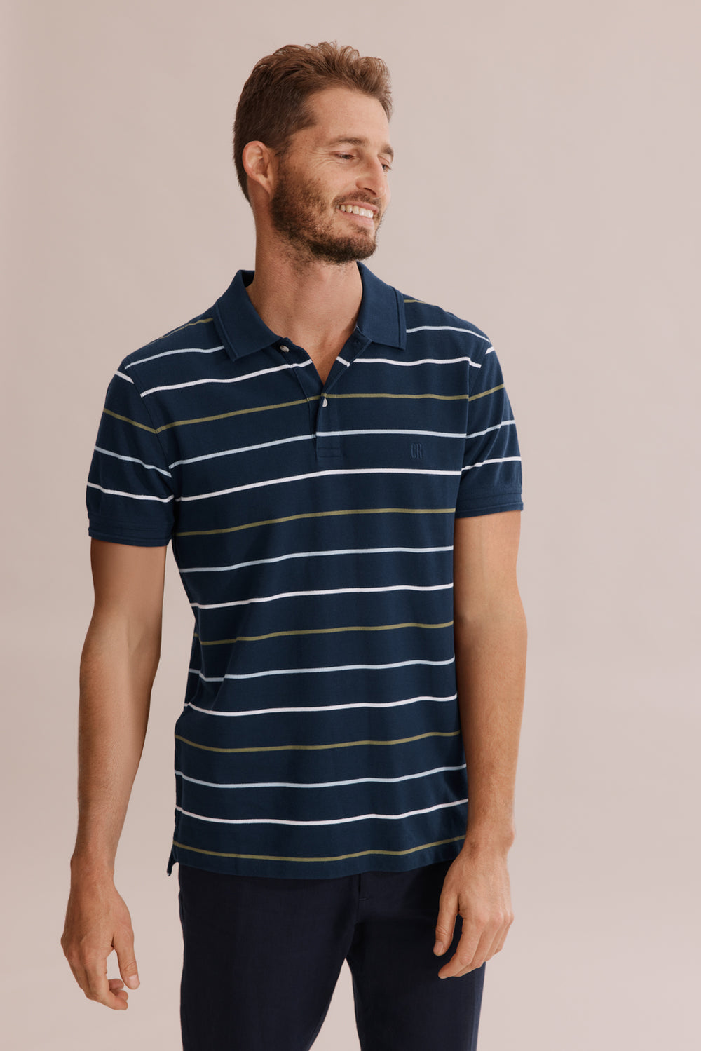Cotton Multi Stripe Pique Polo