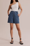 Tuck Detail Denim Short