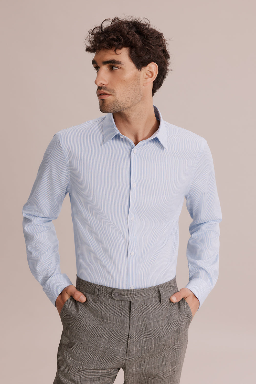 Slim Fit Stripe Travel Shirt
