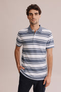 Cotton Block Stripe Pique Polo