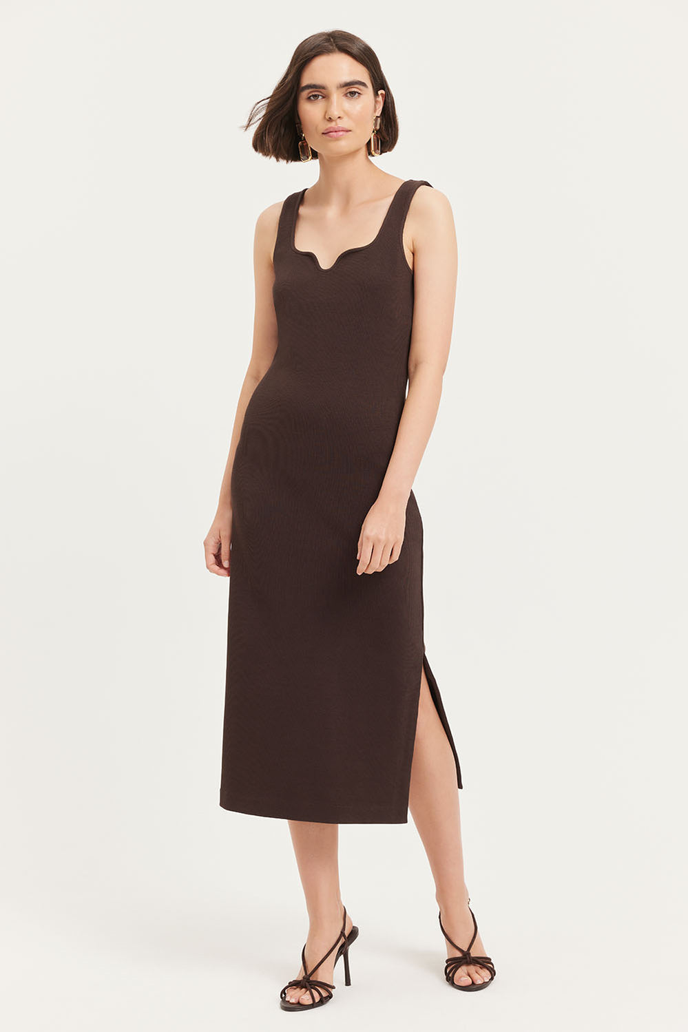 Shaped Neck Rib Dress
