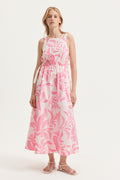 Cotton Print Elastic Detail Dress