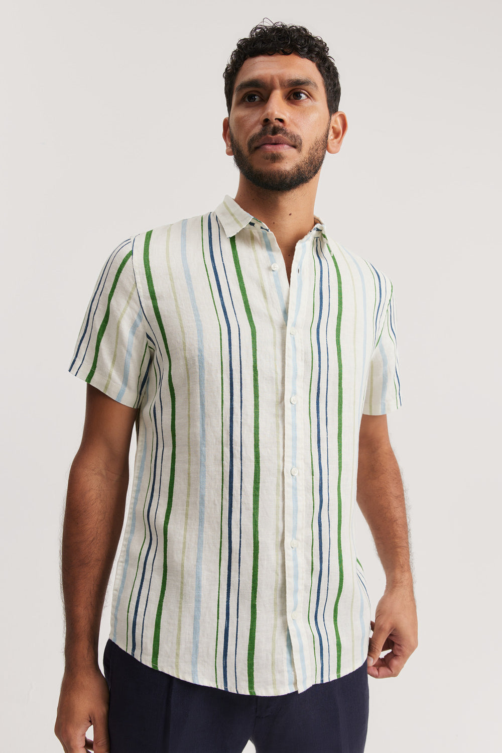 Regular Fit  Linen Stripe Shirt