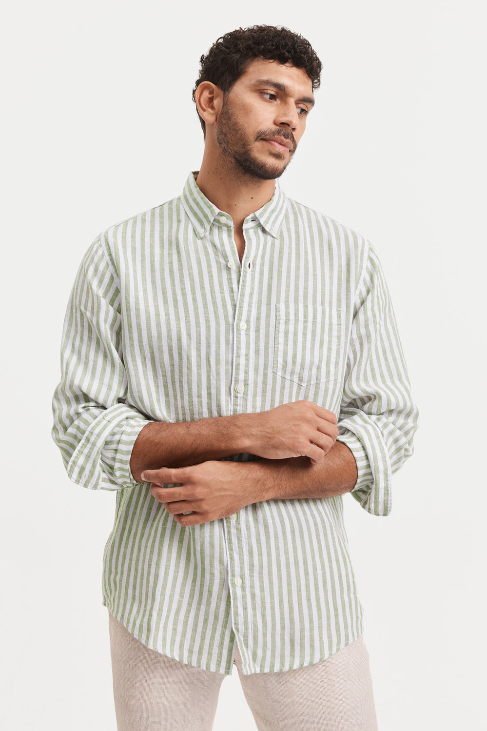 Regular Fit Stripe Linen