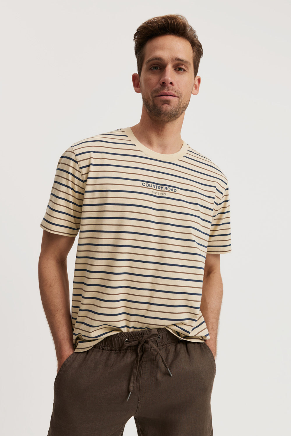 Cotton Modern Logo Stripe T-Shirt