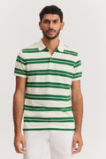 Cotton Wide Stripe Pique Polo