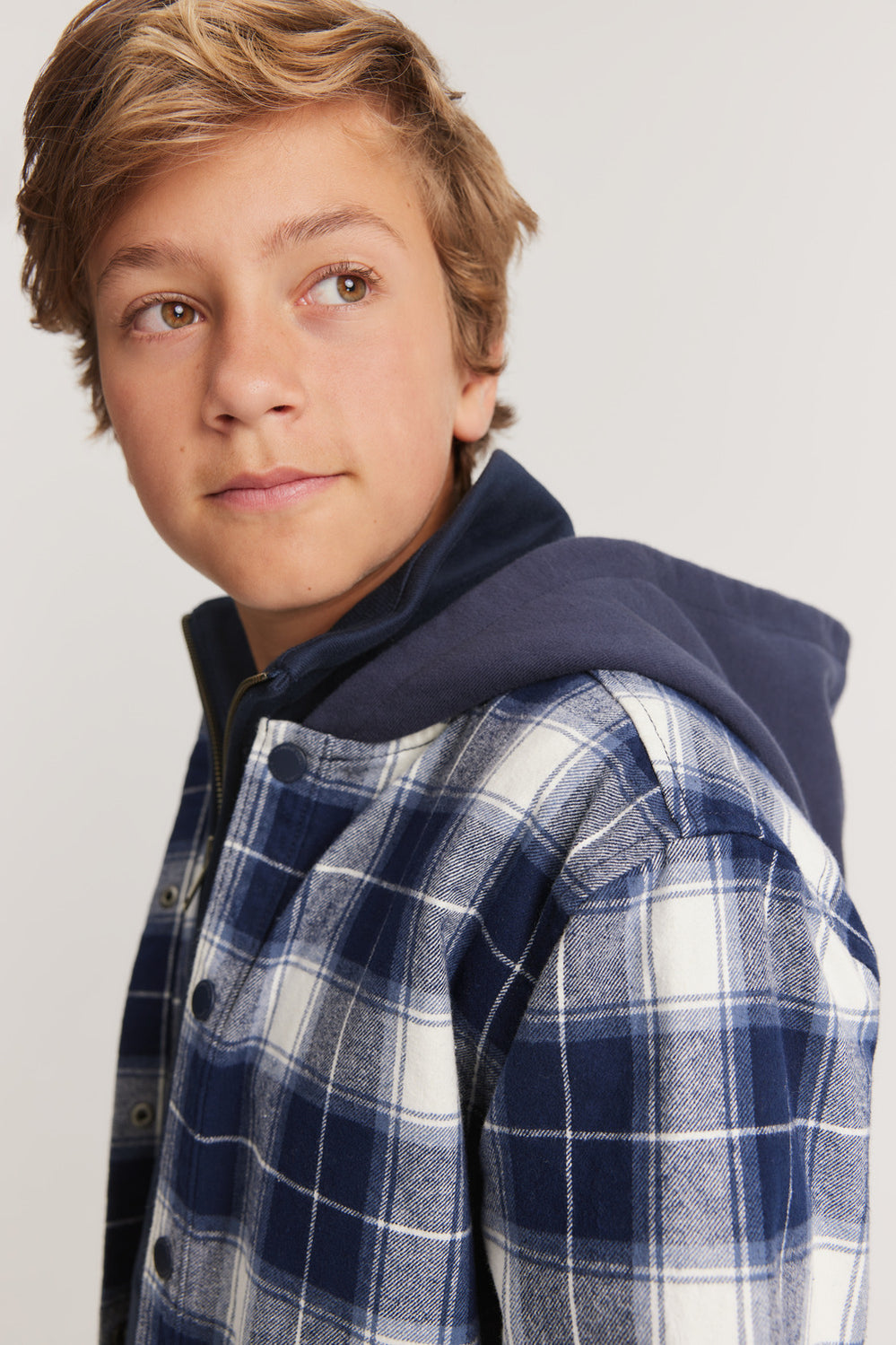 Teen Hooded Check Shirt