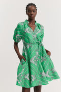 Print Blouson Sleeve Mini Dress
