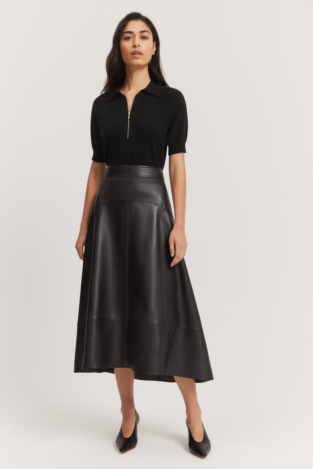 Leather A-Line Skirt