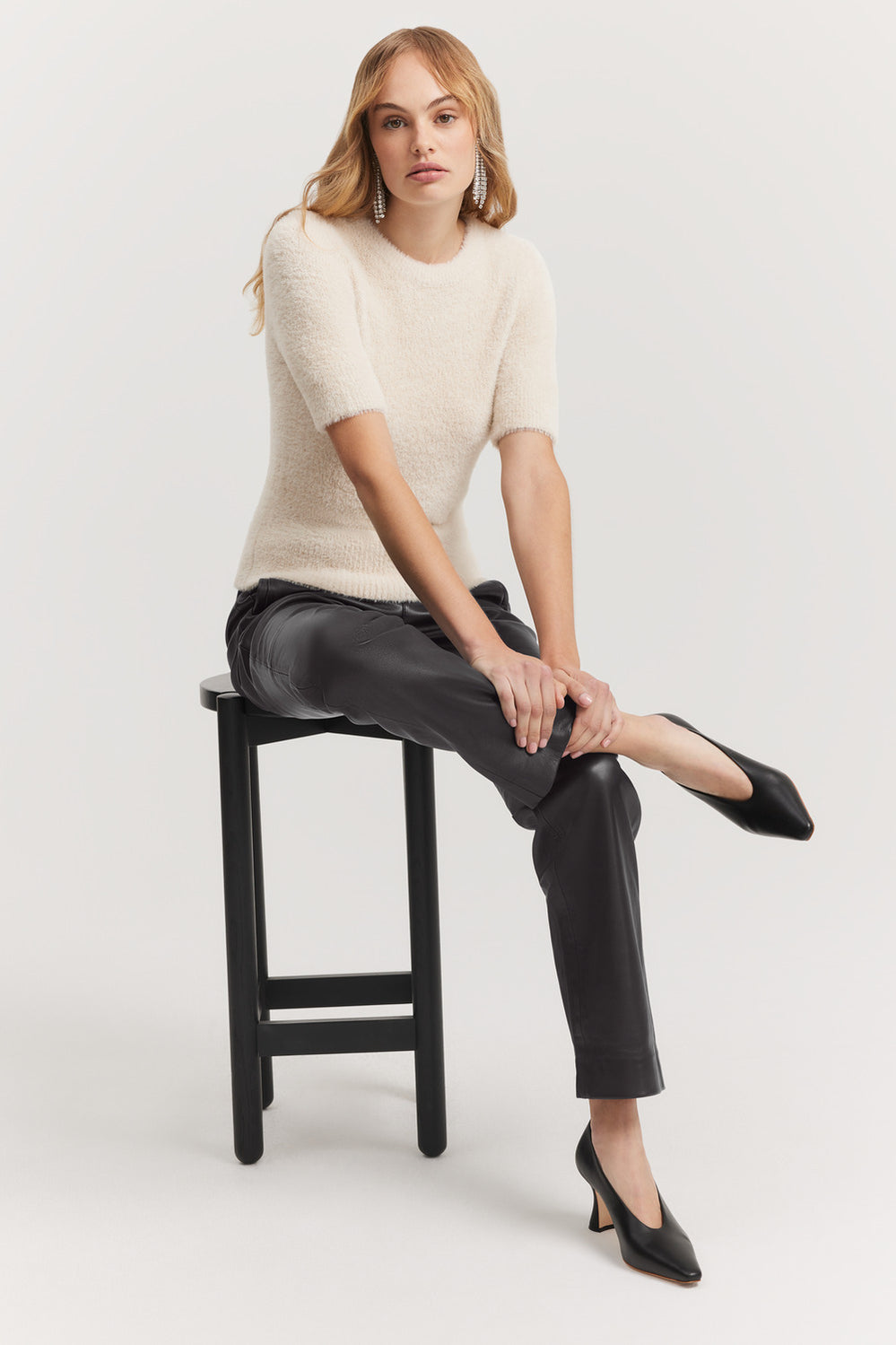 Cropped Short Sleeve Sweater