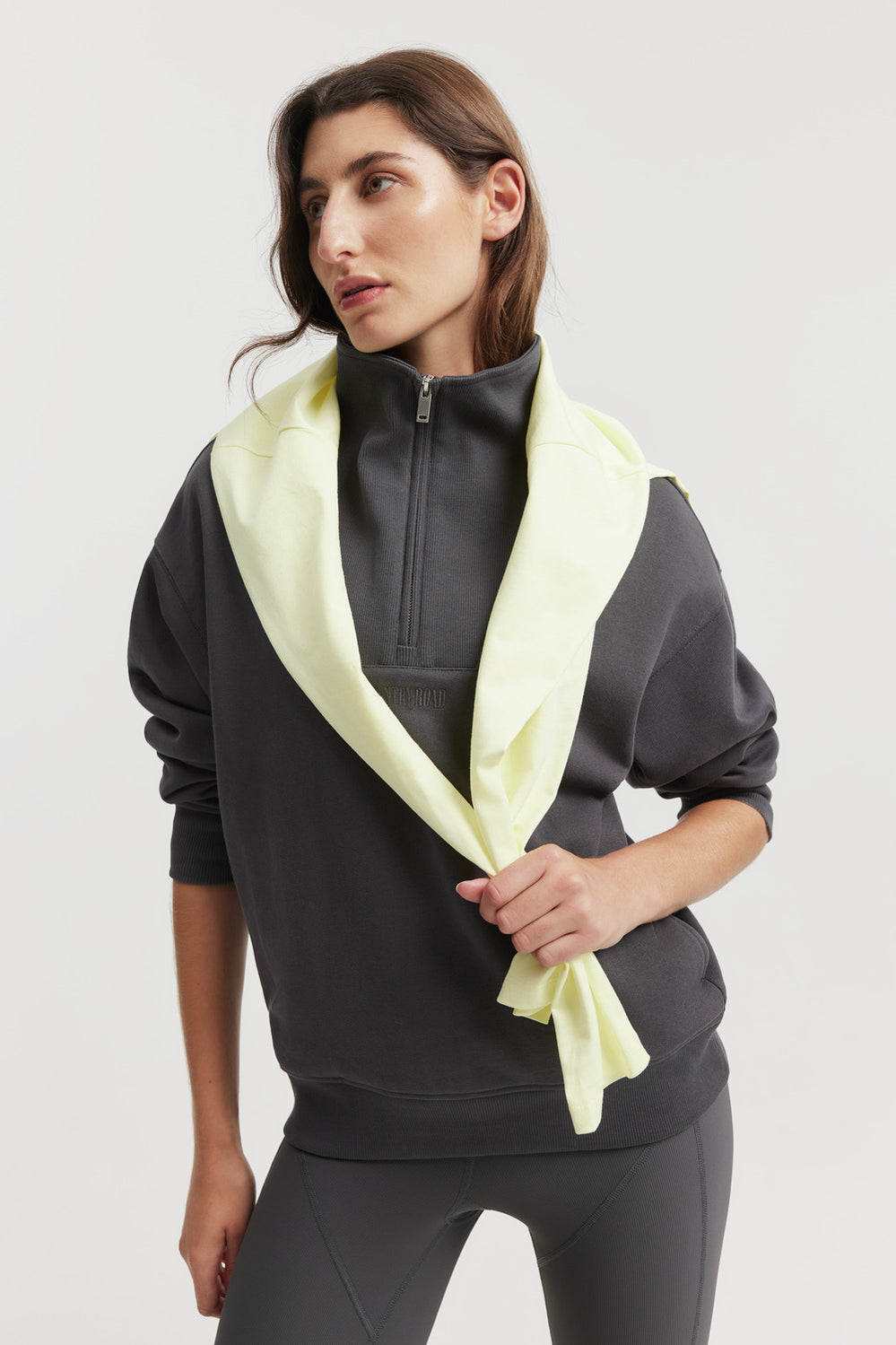 Cotton Zip Collar Rib Sweat