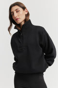 Cotton Zip Collar Rib Sweat