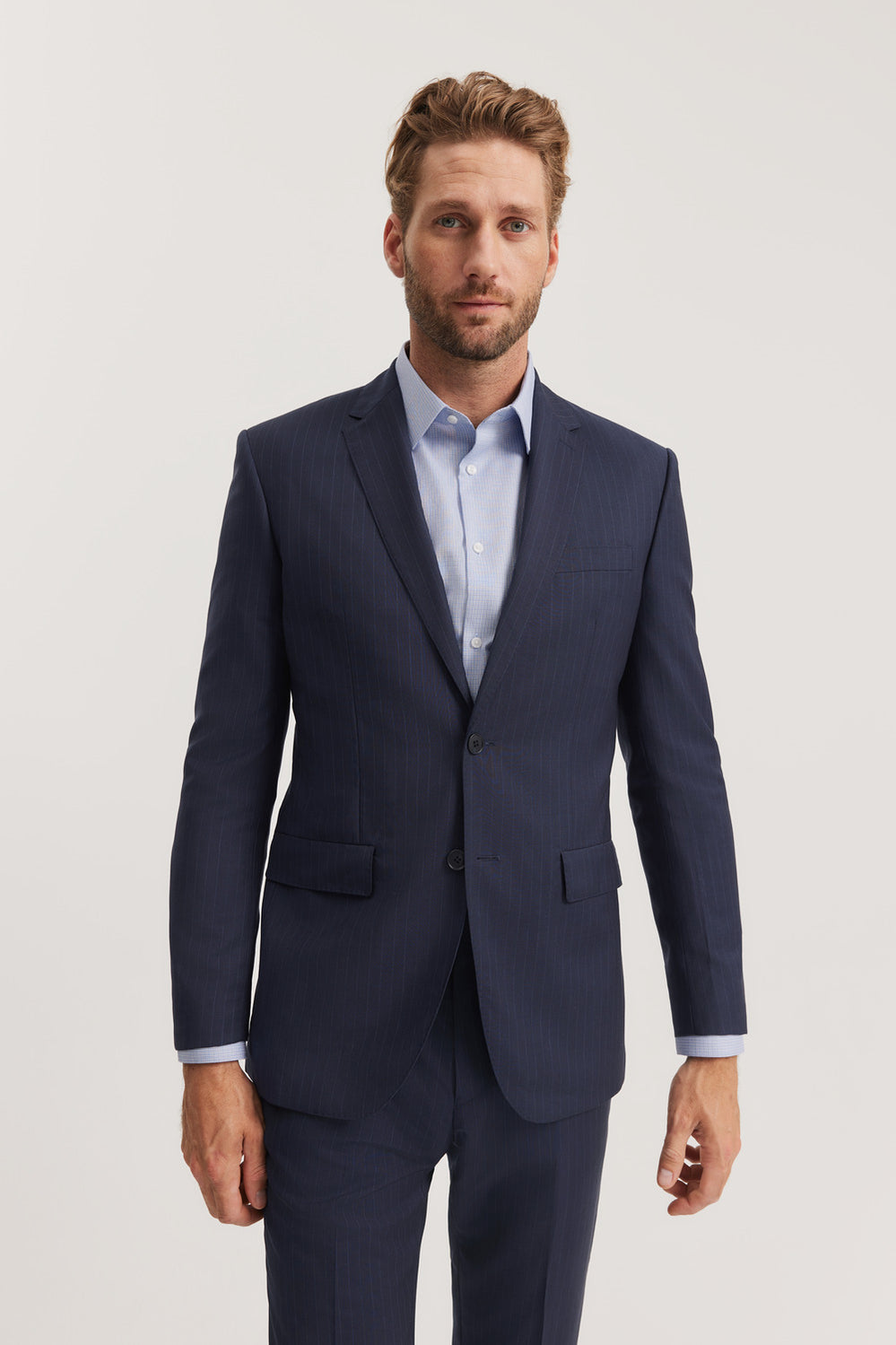 Slim Fit Pinstripe Travel Jacket