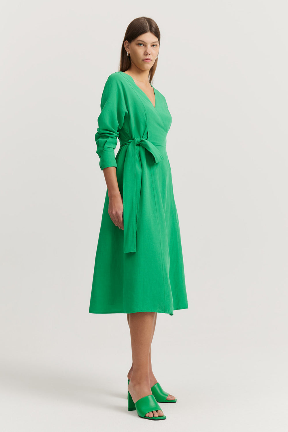 Wrap Front Midi Dress