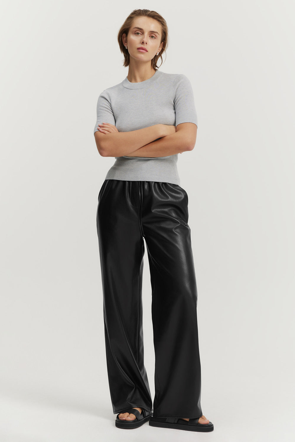 Merino Wool Silk Crew Short Sleeve Knit