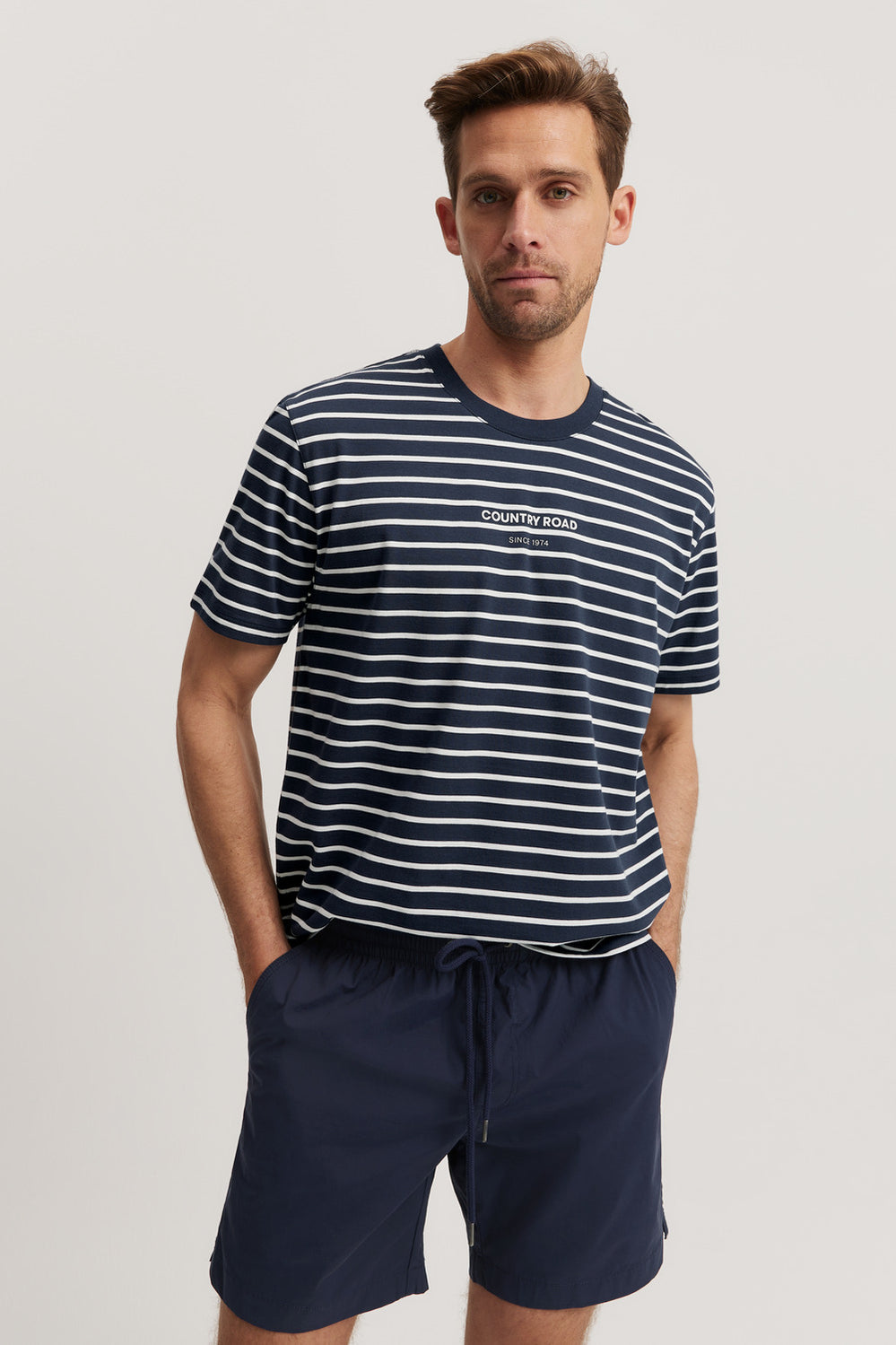 Cotton Modern Logo Stripe T-Shirt