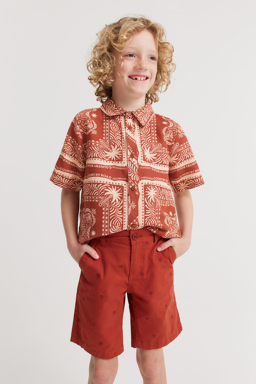 Cotton Palm Embroidered Chino Short