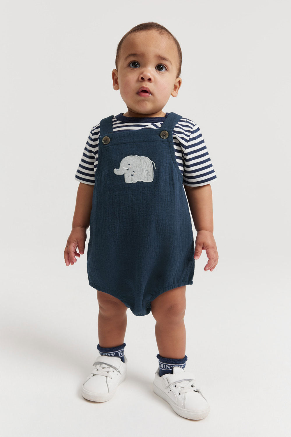 Cotton Elephant Crinkle Romper