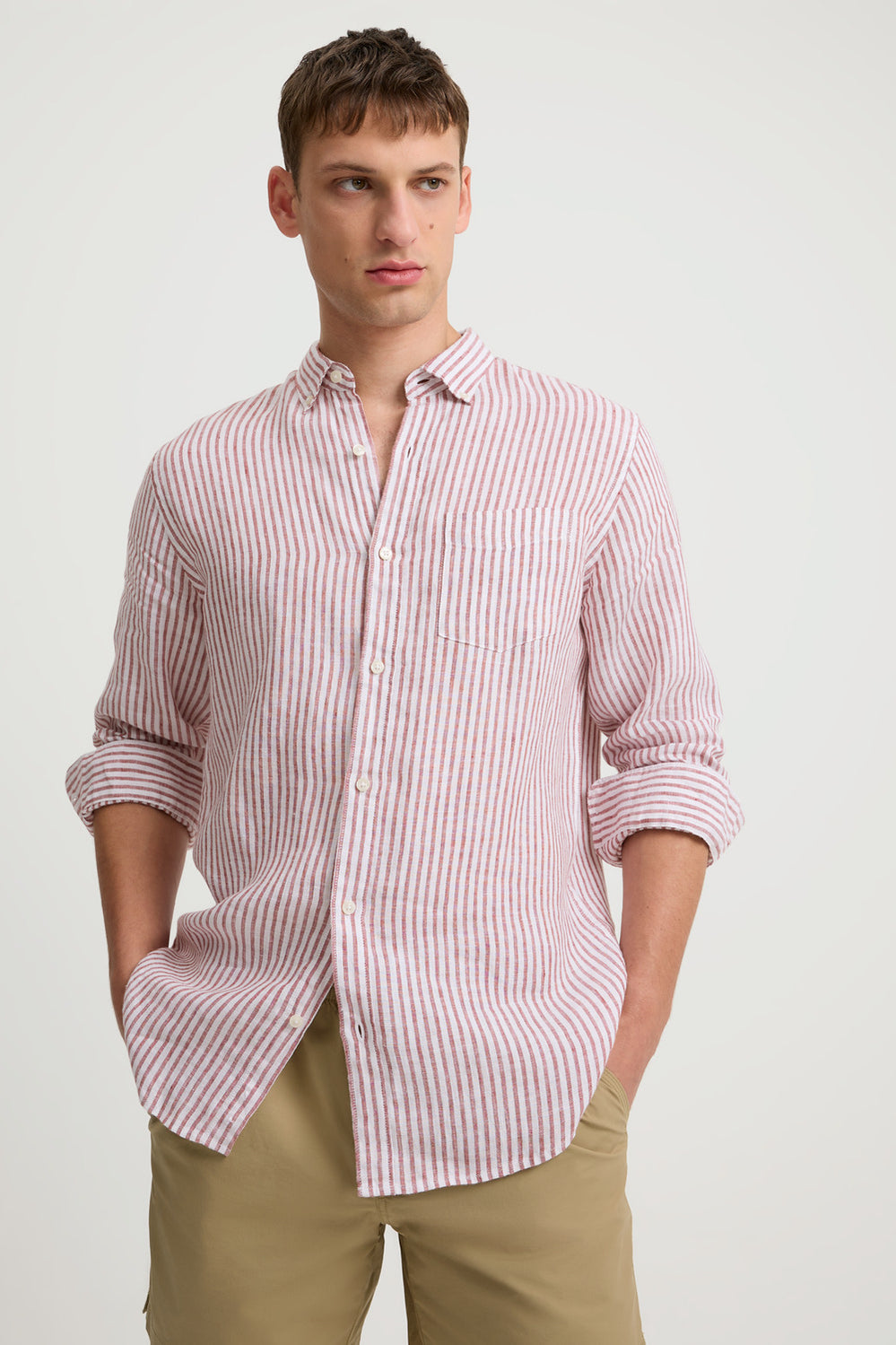 Regular Fit Linen Mini Stripe Shirt