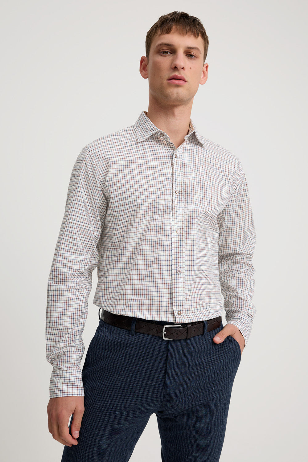 Regular Fit Micro Check Shirt