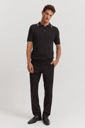 Cotton Silk Textured Stripe Polo