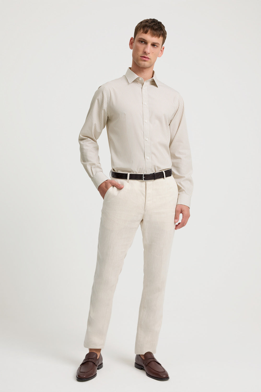 Regular Fit Stripe Travel Shirt