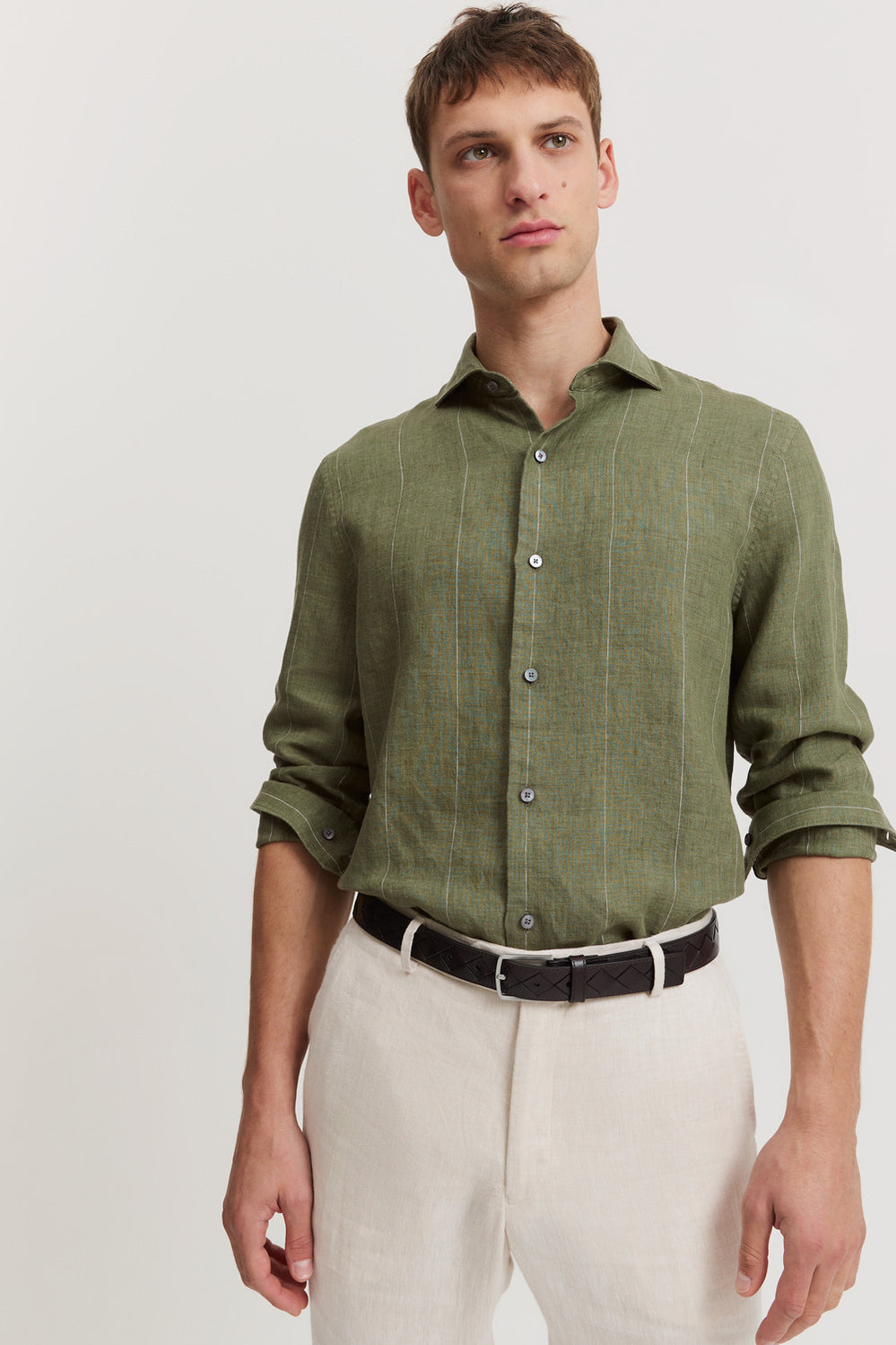 Tailored Fit Linen Stripe Shirt