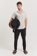 Regular Fit Linen Stripe Short Sleeve Shirt