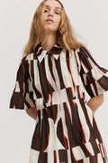 Print Pintuck Mini Dress