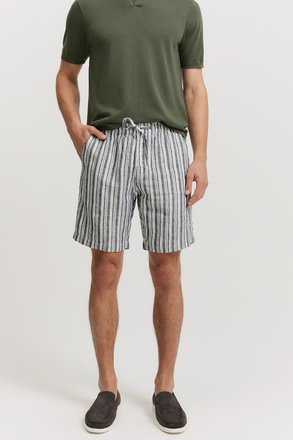 Linen Multi Stripe Drawcord Short