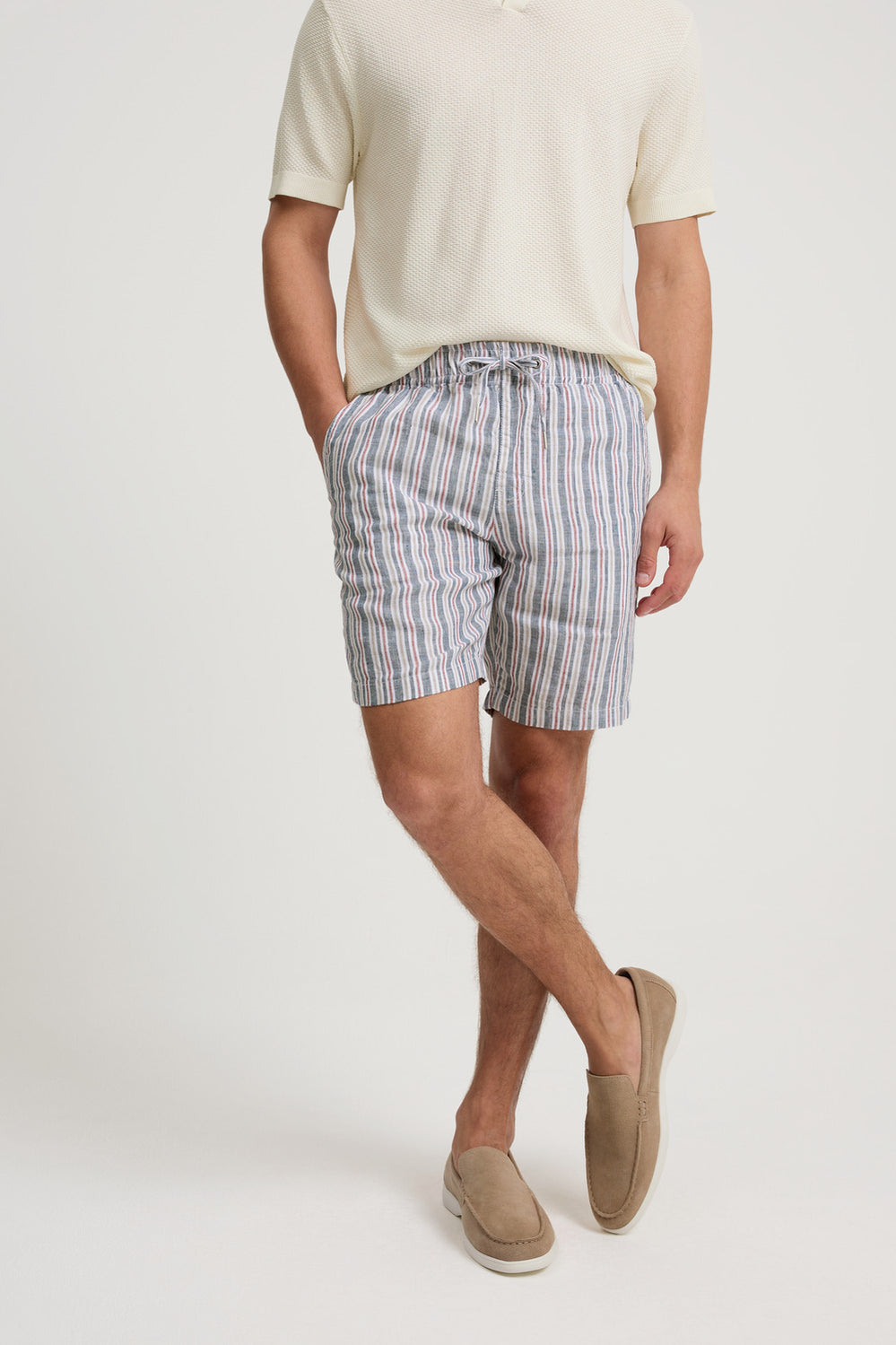 Linen Multi Stripe Drawcord Short