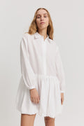 Linen Blend Blouson Sleeve Mini Dress