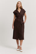 Linen Cap Sleeve Midi Dress