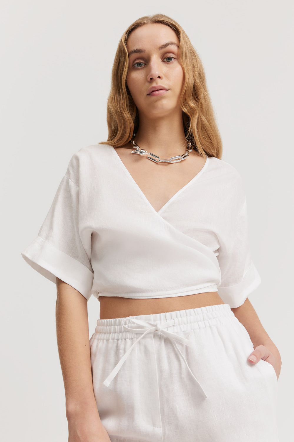 Linen Wrap Blouse