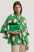 Print Gathered Detail Blouse